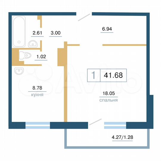 1-к. квартира, 41,7 м², 15/17 эт.