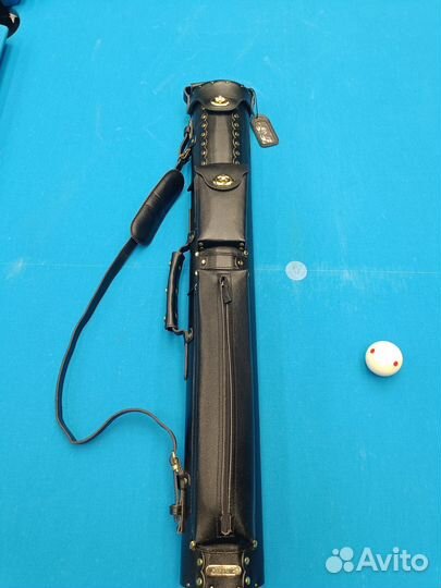 Кожаный тубус чехол на 2 кия для пула