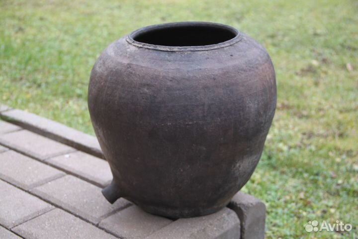 Горшок большой глиняный старинный 19 век Посуда №3