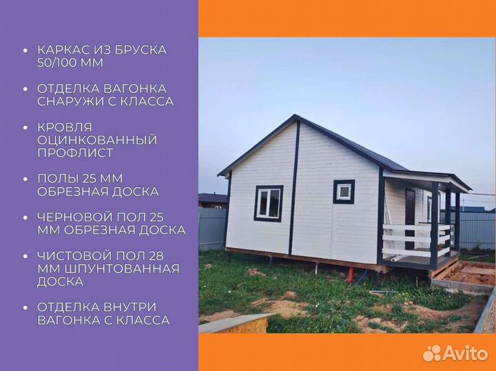 Каркасный домик 6x5 для дачи
