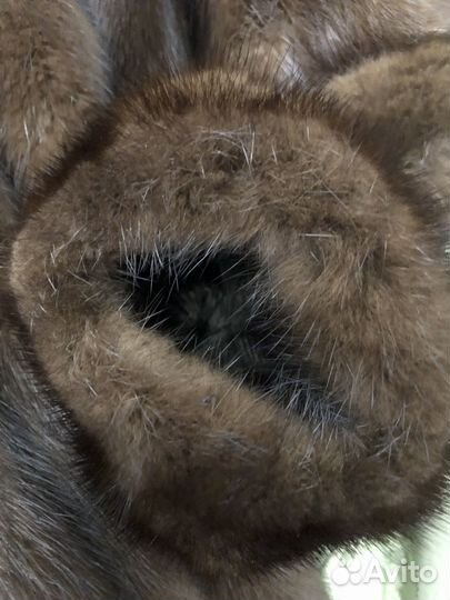 Шуба норковая, с капюшоном, 44-46 длина 100 см