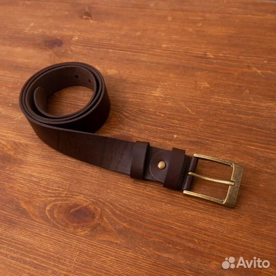 Ремень мужской натуральная кожа тёмно-коричневый