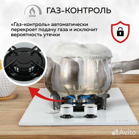 Газовая панель GF-HBG102W, 30 см, белое стекло