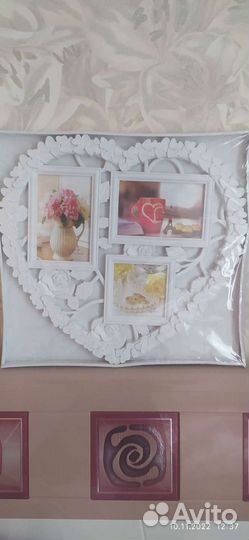 Фоторамка сердце на 3 фотографии