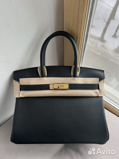 Сумка hermes birkin 30 swift black gold