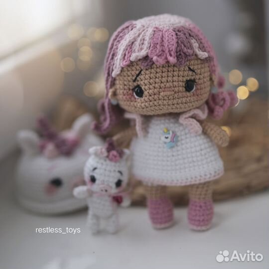 Вязаная кукла.Единорожка