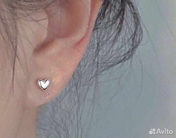 Серьги сердечки бижутерия