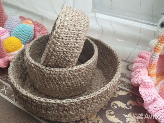 Набор корзинок из джута