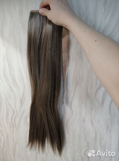 Волосы хвост шиньон русые