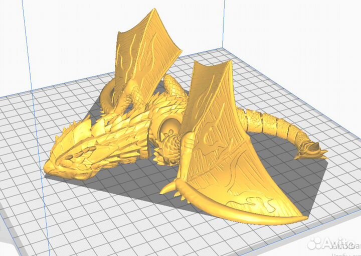 Дракон с крыльями подвижный. STL файл для 3D