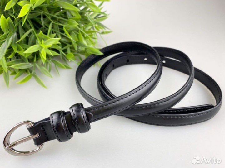 Ремень черный женский узкий