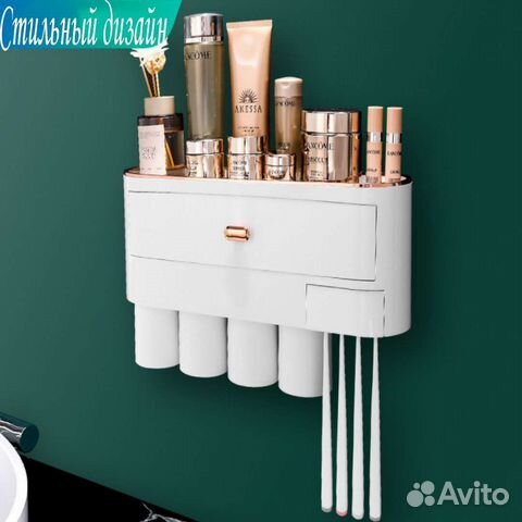 Органайзер для зубных щёток со стаканами и полкой