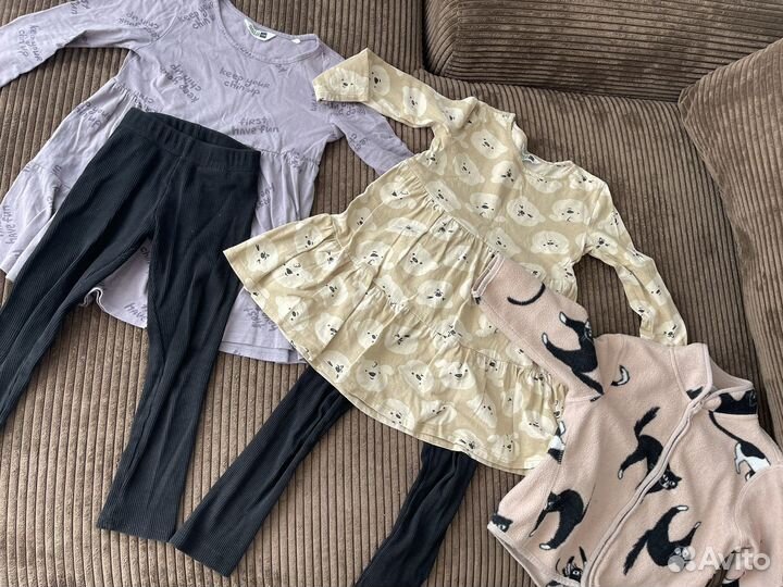 Лосины,шорты,платья на девочку 98-110