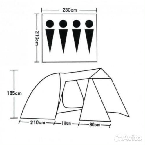 Кемпинговая 4 местная палатка