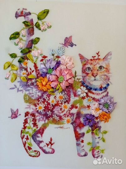 Картина вышивка лентами