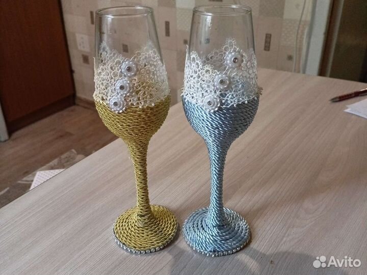 Свадебные бокалы ручной работы