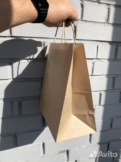 Бумажыне крафт-пакеты с кручеными ручками