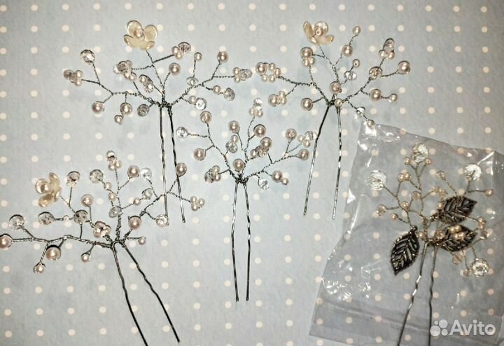 Шпильки кристаллы и цветы