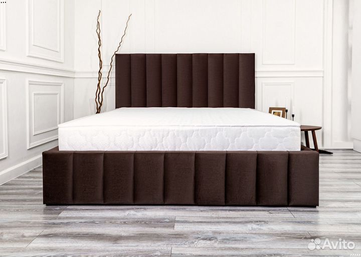 Кровать 160х200 шоколад Богема в велюре