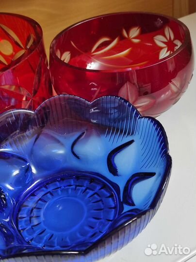Салатница цветное стекло СССР