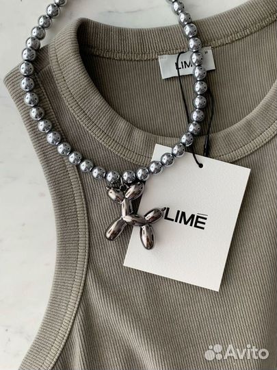 Чокер из гематита натуральные камни с собачкой