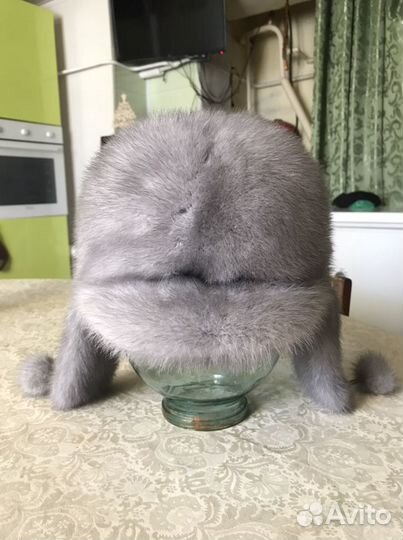 Шапка норка голубая
