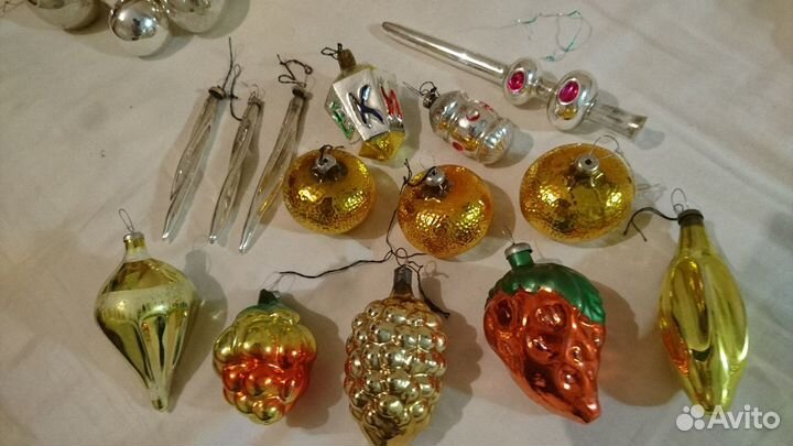 Советские стеклянные ёлочные украшения 50-х-70-х