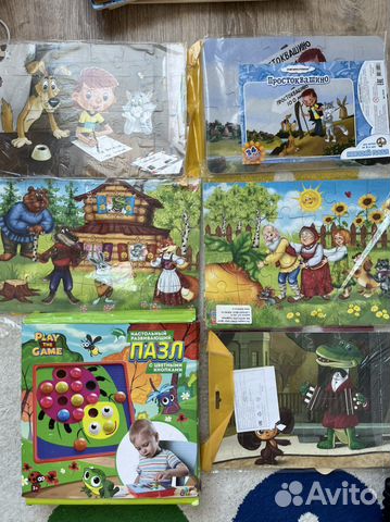 Мягкие пазлы 5 шт + пазл с кнопками