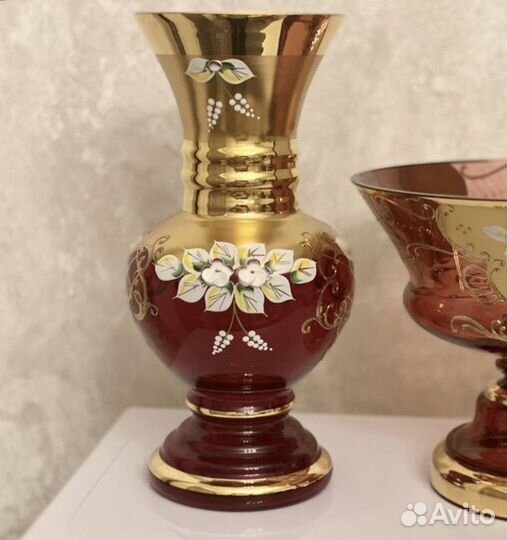 Богемия ваза рубин 26 см. Чехословакия