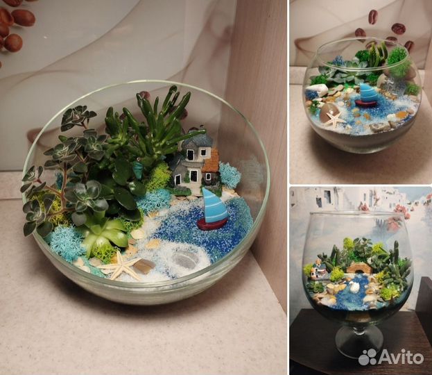 Необычный подарок, композиция, цветы, флорариум