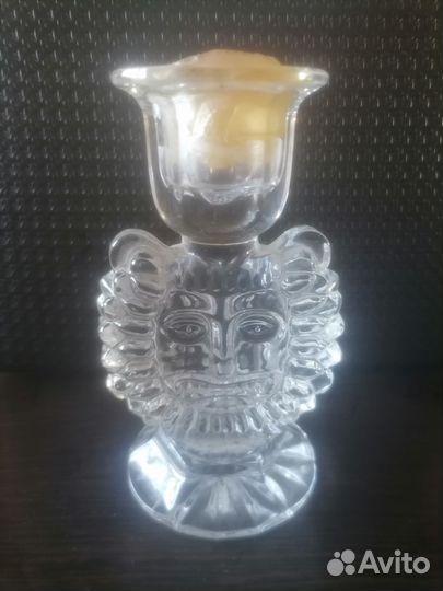 Подсвечник лев СССР хрусталь ручная работа