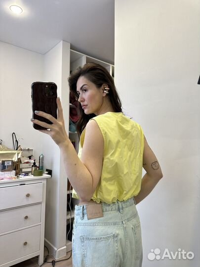 Жилет желтый хлопковый zara