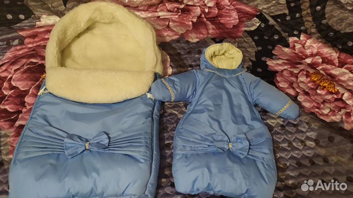 Меховой конверт + комбинезон