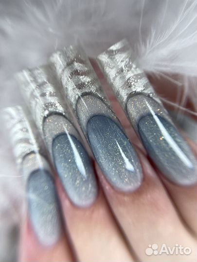 Наращивание ногтей маникюр выкладной френч