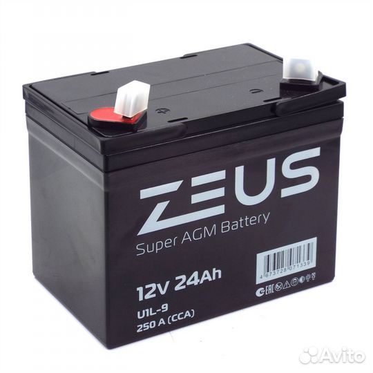 Аккумулятор zeus super AGM 24 Ач п.п. (U1L-9)