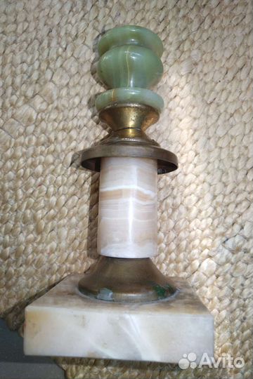 Подсвечник из оникса ретро, высота 19 см