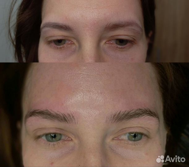 Брови волосковая техника