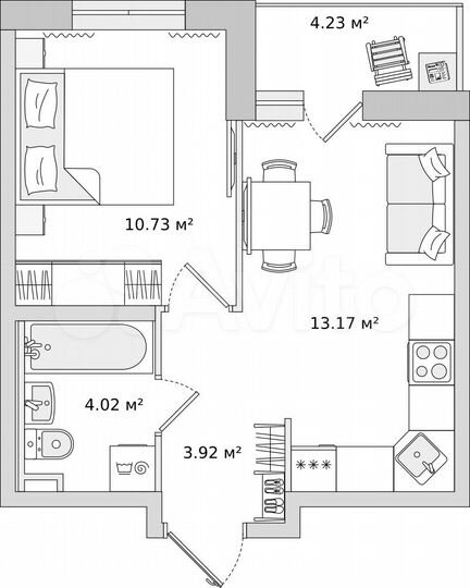 1-к. квартира, 37,5 м², 7/22 эт.