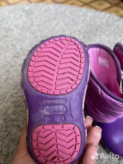 Сапоги резиновые утепленные crocs c6 на девочку