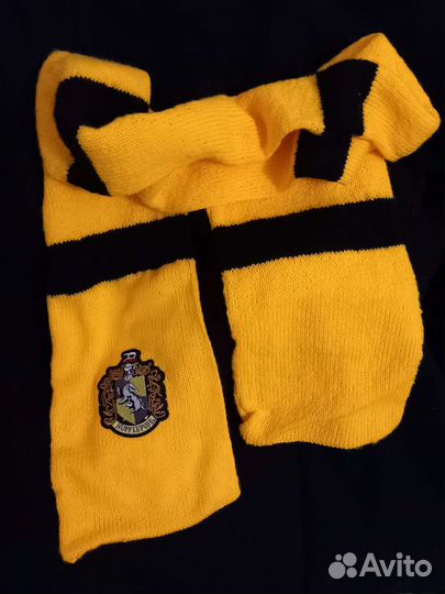 Шарф Пуффендуй, ручная работа, шерсть/акрил