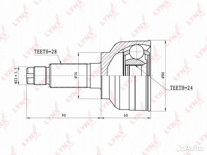Шрус наружный перед прав/лев CO4400 lynxauto