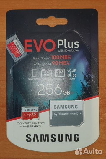 Карта памяти Samsung EVO plus 256 гб MB-MC256HA/RU