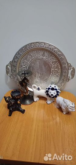 Коллекционное фигурки, подсвечники и Поднос СССР