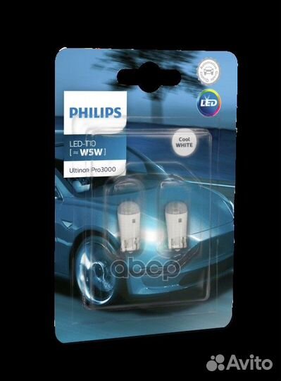 Лампа philips светодиодная W5W W2.1x9.5D 5W 119