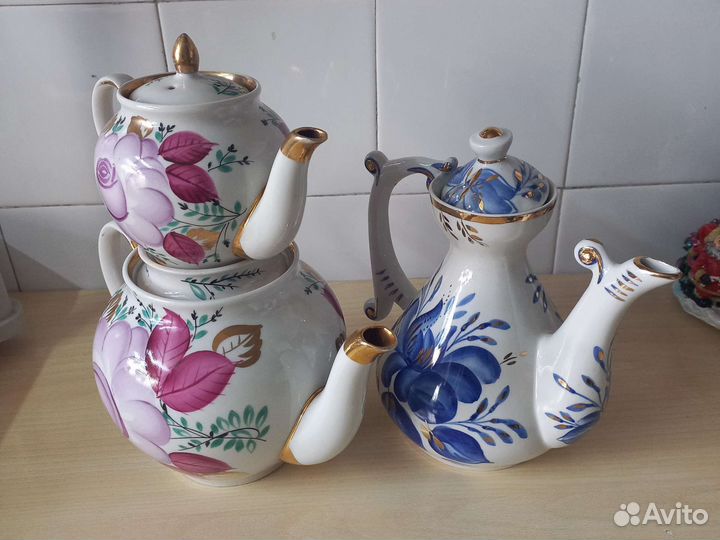 Чайники фарфоровые СССР кофейник Гжель
