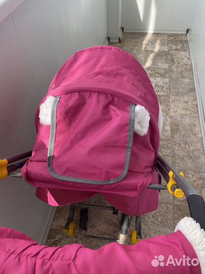 Детские санки на колесах nika розовые