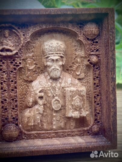 Авто икона триптих деревянная