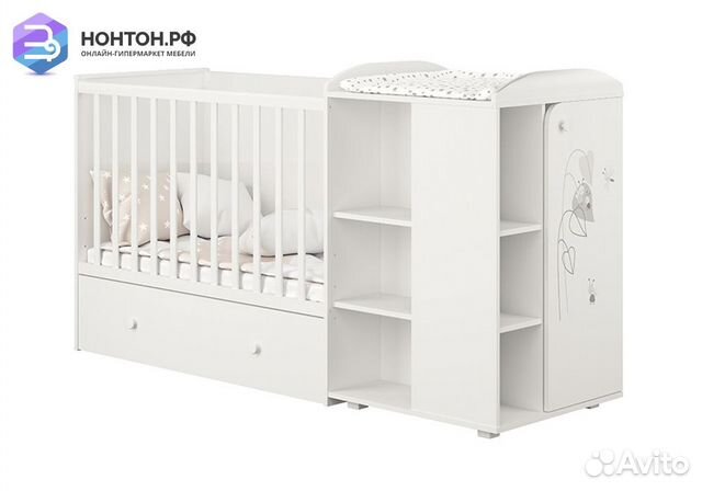 Кроватка-трансформер с комодом French 800 Amis бел