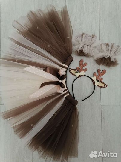 Костюм олененка Бемби (юбочка, рожки, манжеты)