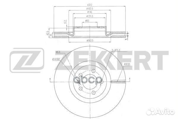 BS6504 zekkert Диск тормозной передний BS-6504